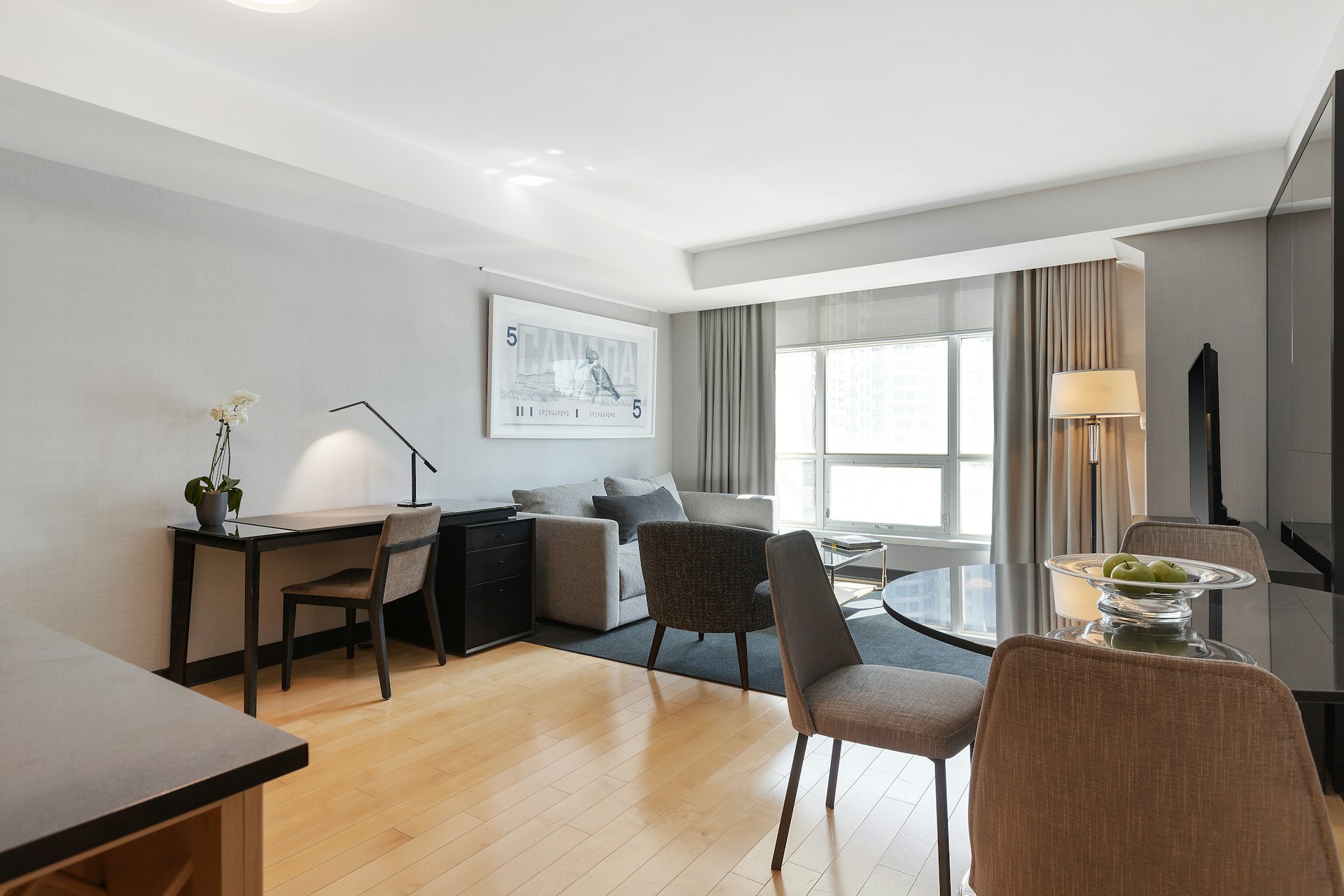 Living room in a modern hotel room